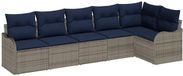vidaXL Tuinbank Set 6-zits Grijs Polyrattan