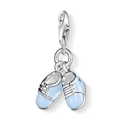 Thomas Sabo Dames-bedelhanger babyschoenen blauw geboorte Charm Club 925 sterling zilver 0822-007-1