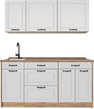 Vicco Eenpersoonskeuken R-Line, Wit landelijk/Goudkleurig Eiken, 160 cm goudkleurig eiken werkblad