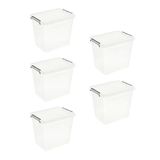 keeeper Lara Opbergdoos, 5-delige set, 5 x 3 liter, modulair stapelbaar, klikdeksel om te sluiten, transparant