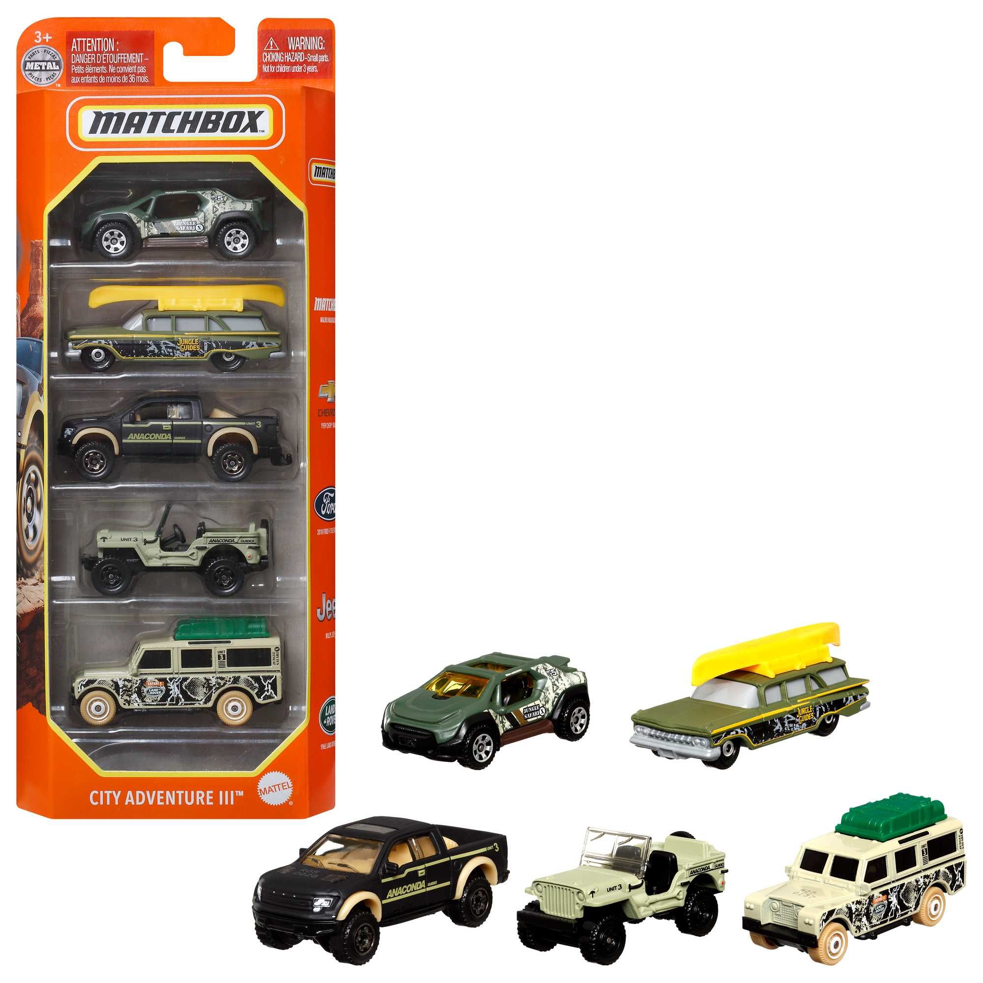Matchbox Set met 5 Auto's - Raceauto's - Speelgoedauto - Mattel C1817