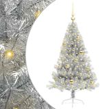 vidaXL Sapin de Noël pré-éclairé en plastique avec 150 LED Argent 120 cm PET