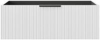 Vente-unique Zwevend wastafelmeubel met ribbelstructuur - Kleur wit - 100 cm - PALIRO