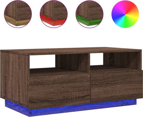 vidaXL Salontafel met LED-verlichting 90x49x40 cm bruin eikenkleur
