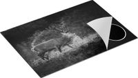 Chefcare Inductie Beschermer Hert in het Gras met Mist - Zwart Wit - 75x50 cm