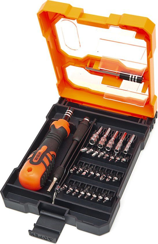 HBM Precisie Schroevendraaierset 34-delig - Magnetisch - 12 cm - Chroom-vanadiumstaal - Rubberen handgreep