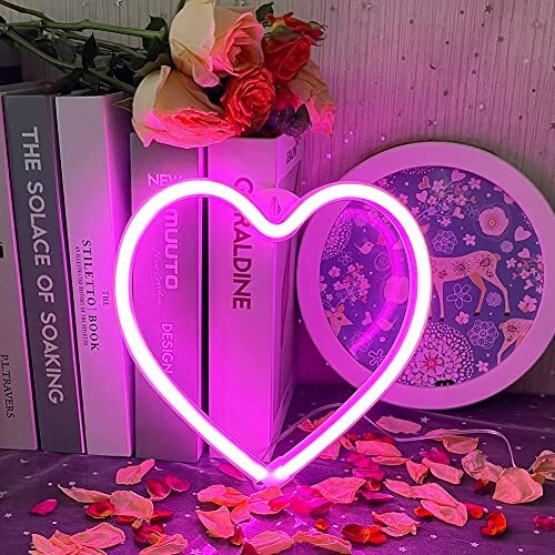 UExnkj-Y Pink Neon Light Heart Neon Light Pink Heart Neon Light Love Neon Sign USB/Batterij Powered Neon LED Sign Neon Christmas Bar Room Party Decoratie Neon