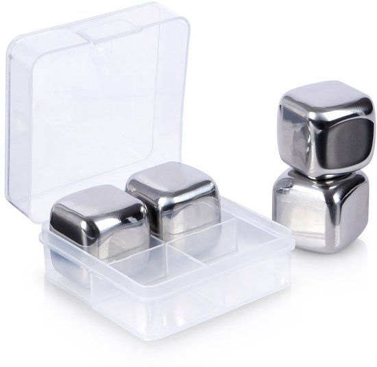 Excellent Houseware Herbruikbare Stalen IJsklontjes - 4 Stuks