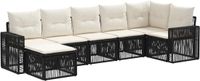 vidaXL Tuinbank - Set - 7 zitplekken - Zwart en Crèmewit - Polyrattan
