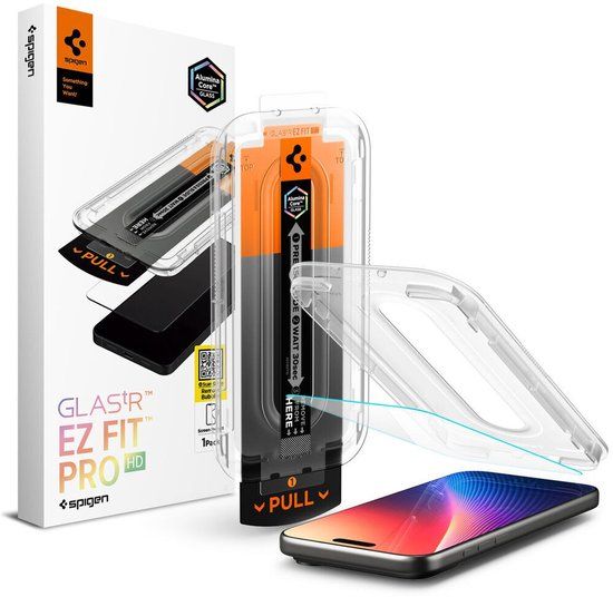 Spigen Screen Protector Geschikt voor iPhone 17 Pro Max - Glas.tR EZ Fit Pro - 9H+ Tempered Glass - Case Friendly - Gemakkelijke Installatie - 1-Pack