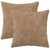 vidaXL - Kussensloop - 2 stuks - HEERLEN - Taupe - 45 x 45 cm - Katoensatijn