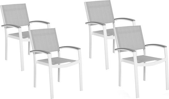PERETA - Set of 4 Grey Aluminum Garden Chairs