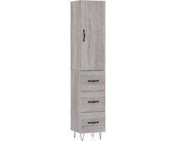 vidaXL Hoge kast 34,5x34x180 cm bewerkt hout grijs sonoma eikenkleurig