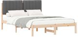 vidaXL Bedframe met gestoffeerd hoofdeinde, donkergrijs, 135 x 190 cm