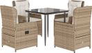 vidaXL Ensemble de jardin 5 pièces avec coussins, beige, polyrotin