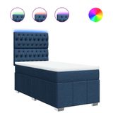 vidaXL Boxspringbed met matras, stof, blauw, 200x200 cm