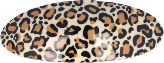 Haarspeld Ovaal Panter Print 10cm Zwart Bruin Creme - Haarclip - Kunststof/Metaal