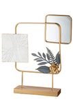 Casablanca Moderne sculptuur decoratief object van metaal - met spiegel element - kleuren: goud grijs wit - 60 x 57 cm