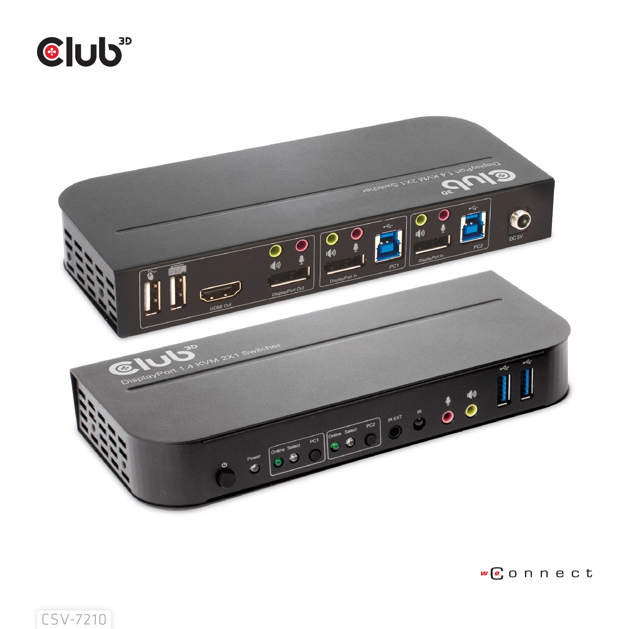 CLUB3D DisplayPort/HDMI KVM Switch - Dual DisplayPort 4K 60Hz - 2-poorts