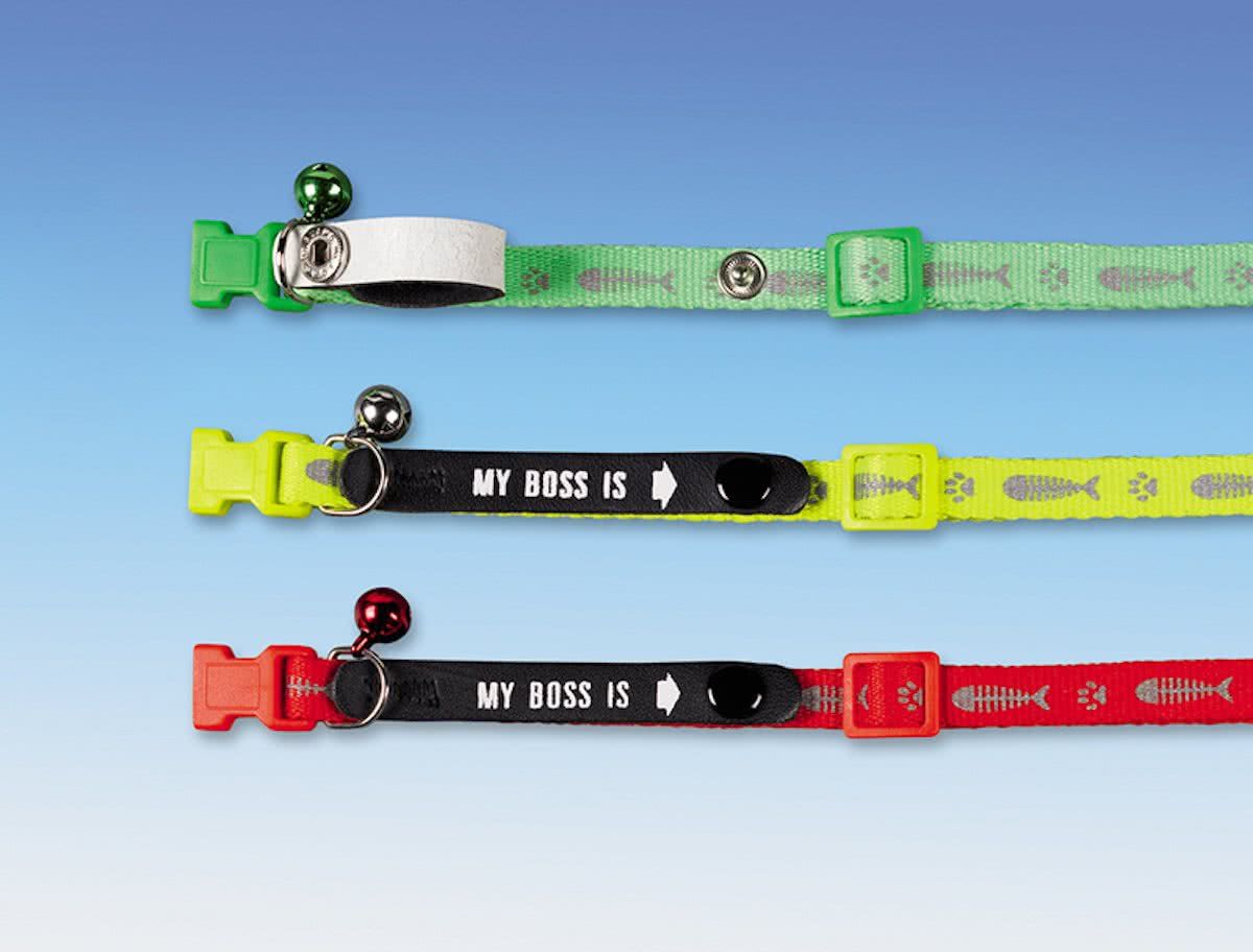Nobby halsband my boss met my boss opdruk geel - 1 st