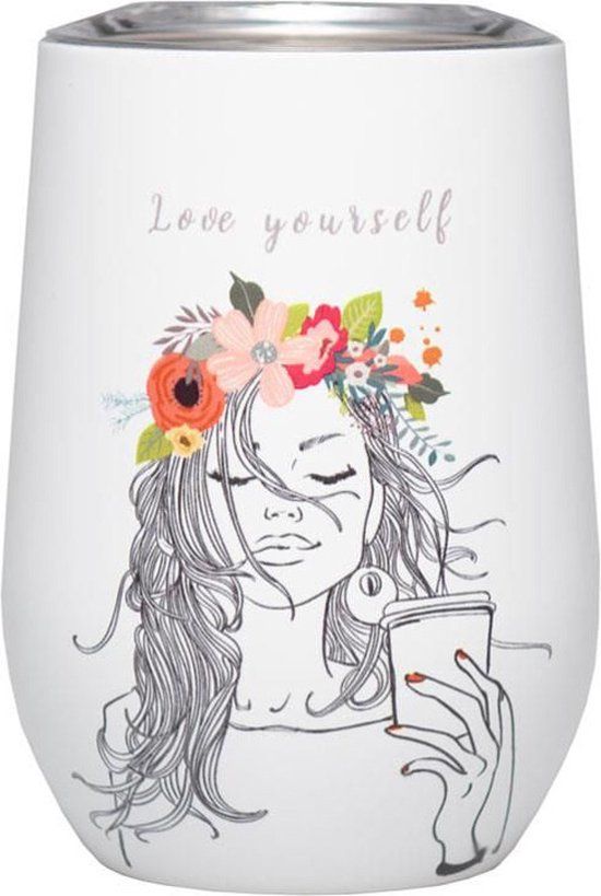 Chic.mic RVS Thermobeker Love Yourself - 420ml - Dubbelwandig - Isolerend