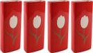 Living Radiatorbak humidificateur/vaporisateur d'eau - 4 pièces - rouge - porcelaine