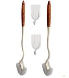 Ensemble de brosses de toilette en bois sans marque avec long manche