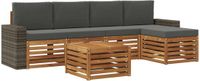 vidaXL Bank loungeset 5 zitplekken Natuurlijk en antraciet Acacia hout Inclusief tafel