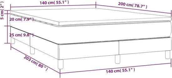 vidaXL Boxspring met matras - Stof - Taupe - 140x200 cm