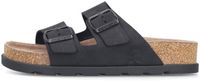 Rieker V3190-01 dames slippers met voetbed, dames, leer, zwart