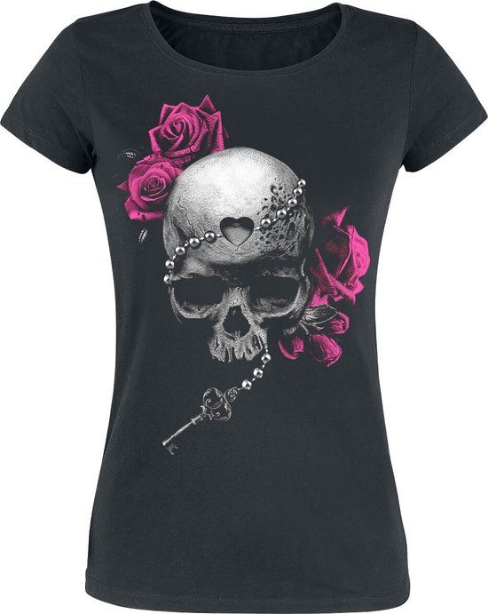 Gothicana by EMP Gothicana Zwart t-shirt met doodshoofdprint - Dames - 3XL