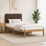 vidaXL Bedframe - met - gestoffeerd - hoofdbord - Whitewash - en - taupe