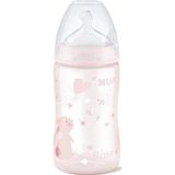 Nuk Biberon en polypropylène avec tétine en silicone, goulot large, taille 2, trou M, 300 ml