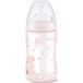 Nuk Biberon en polypropylène avec tétine en silicone, goulot large, taille 2, trou M, 300 ml
