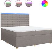 vidaXL Boxspring met matras, stof, taupe, 200x200 cm