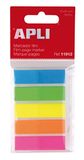 Apli 11912 - Zelfklevende indexen folie 45 x 12 mm 5 fluorescerende kleuren 25 indexen per kleur