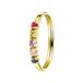 Lucardi Dames Ring 5 multicolor zirkonia's - Ring - Cadeau - 14 Karaat Goud - Geelgoud