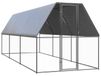Enclos extérieur pour poules - Poulailler, dimensions 2 x 8 x 2 mètres - Inox - Toit PE étanche - Convient aux poules, canards et petits animaux