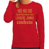 Bellatio Decorations Foute kersttrui/sweater voor dames - Hohoho jonko cadeau - rood - glitter goud XXL