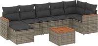 vidaXL 8-delige loungeset met kussens, polyrattan, grijs