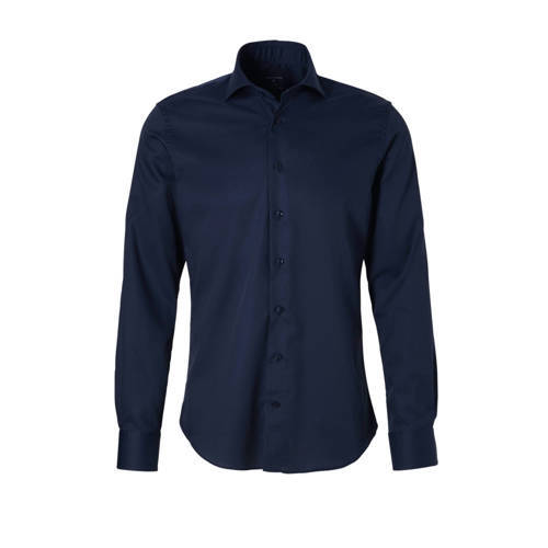 Profuomo slim fit overhemd heren Marineblauw blauw