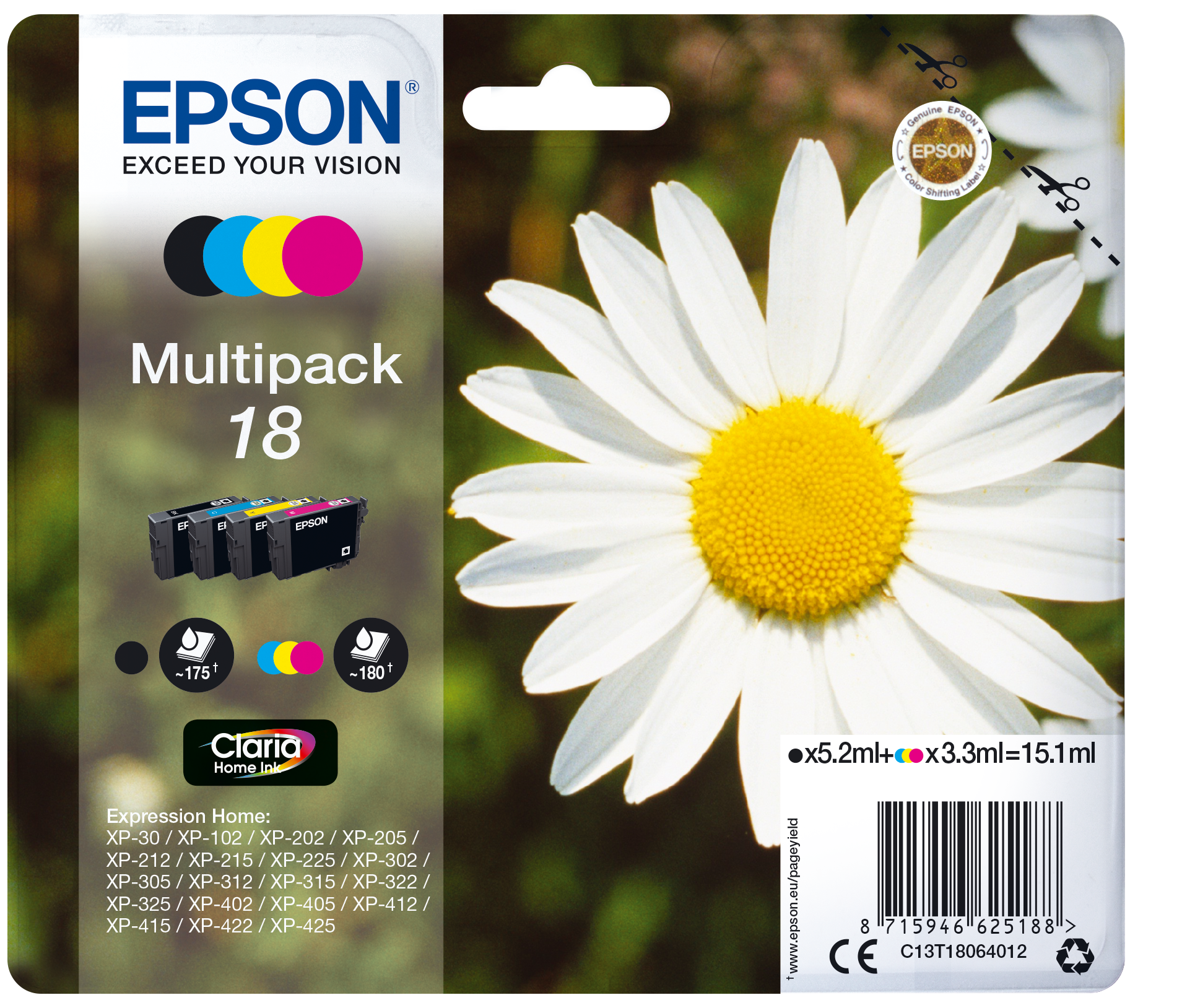 Epson Daisy Claria Home Ink-reeks - Inktcartridge - Multipack - Cyaan, geel, magenta, zwart