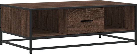 vidaXL Salontafel 100x57x35 cm bewerkt hout en metaal bruin eikenkleur