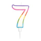 Homéa Birthday Candle Number 7 with Plastic Holder, Height 10.5 cm, Multicolored