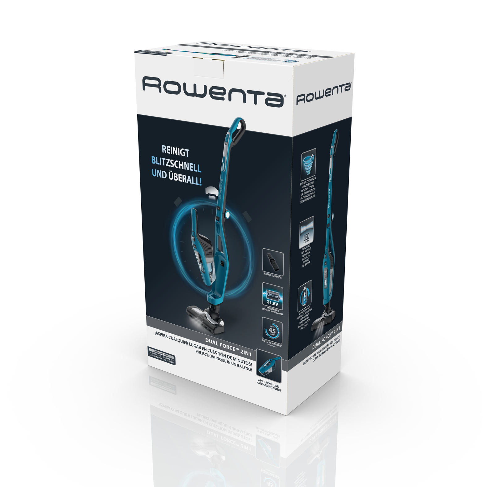 Rowenta Dual Force 2in1 Dual Force 2-in-1 RH6751 Steelstofzuiger Blauw ...