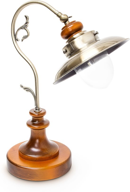 Relaxdays Tafellamp gebogen design - Bureaulamp retro - Leeslamp verstelbare lampenkap
