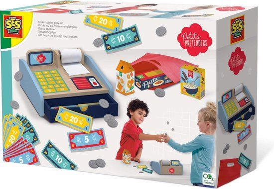 SES - Petits Pretenders - Kassa speelset - houten Montessori kassa