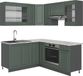 Vicco Hoekkeuken Fame-Line, Groen-Goud Landhuis/Antraciet, 190 x 160 cm, WB Marmer