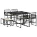vidaXL Ensemble de jardin 9 pièces avec coussins, noir, en polyrotin