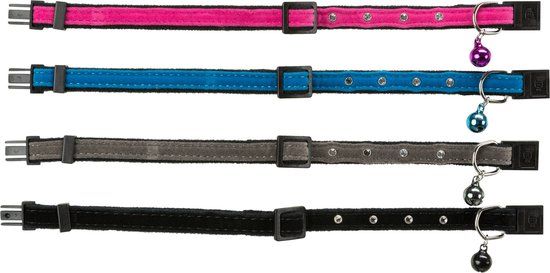 Trixie - Fluwelen kattenhalsband met strass steentjes - assorti